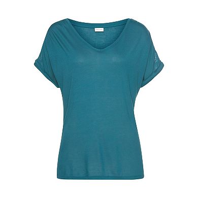 Lascana Women's Crochet Insert V-Neck Top