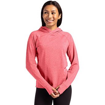 Cutter & Buck Adapt Knit Recycled Womens Heathered Hooded Pullover