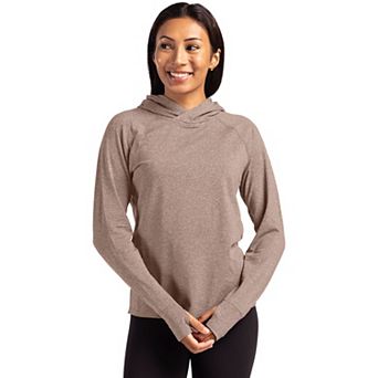 Cutter & Buck Adapt Knit Recycled Womens Heathered Hooded Pullover