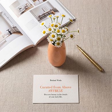 Small Ceramic Bud Modern Cylinder Vase, Ribbed Decorative Flower Vase for Shelf Bathroom