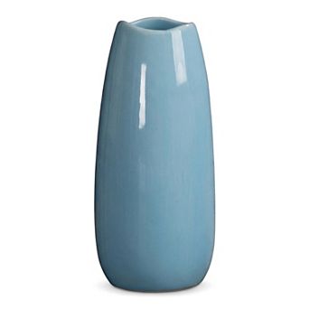 Small Ceramic Bud Modern Cylinder Vase, Ribbed Decorative Flower Vase for Shelf Bathroom