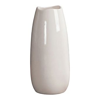 Small Ceramic Bud Modern Cylinder Vase, Ribbed Decorative Flower Vase for Shelf Bathroom