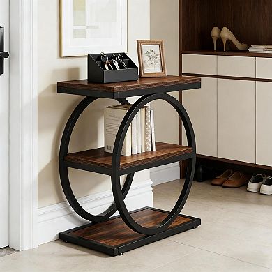 3-Tier End Table Table, Modern Industrial Sofa Side Table with Metal Frame for Home Outdoor