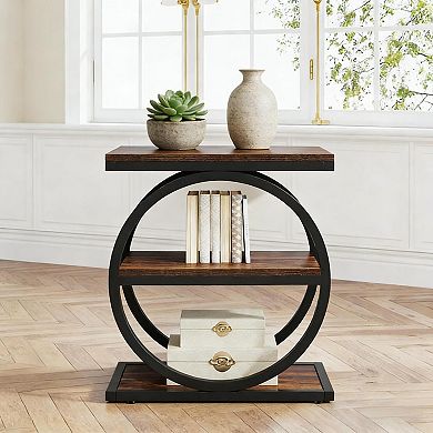 3-Tier End Table Table, Modern Industrial Sofa Side Table with Metal Frame for Home Outdoor