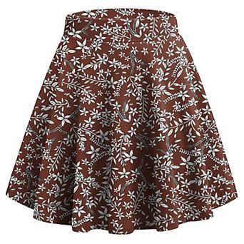 Zeagoo Women's High Waist Pleated Mini Skirt Stretchy Flared Skirt for Casual Daily Wear