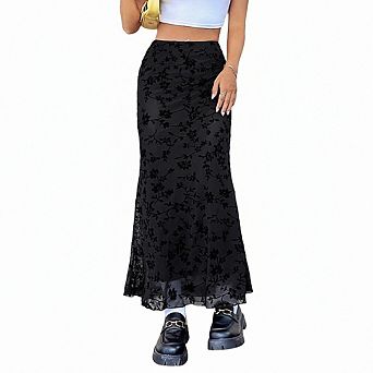 Women's High Waisted Mesh Skirt Y2k Outfits Fishtail Bodycon Long Skirts