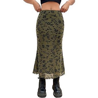Women's High Waisted Mesh Skirt Y2k Outfits Fishtail Bodycon Long Skirts