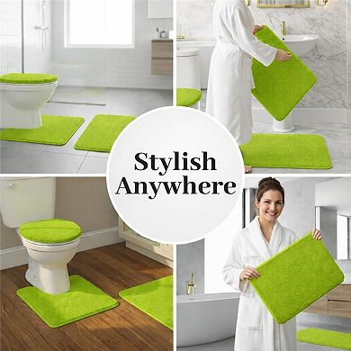 Soft Comfort Plush 3-Piece Bath Rug Set with Non-Skid Backing