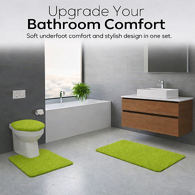 Soft Comfort Plush 3-Piece Bath Rug Set with Non-Skid Backing