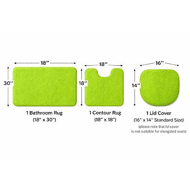 Soft Comfort Plush 3-Piece Bath Rug Set with Non-Skid Backing