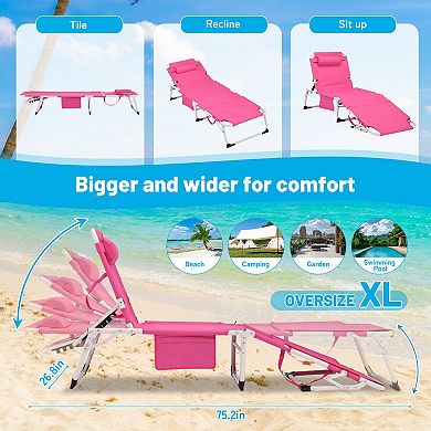 WOW PIONEER Adjustable Folding Chaise Lounge Chair for Outdoor Relaxation Comfort