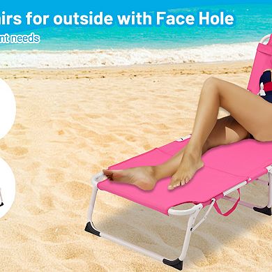 WOW PIONEER Adjustable Folding Chaise Lounge Chair for Outdoor Relaxation Comfort