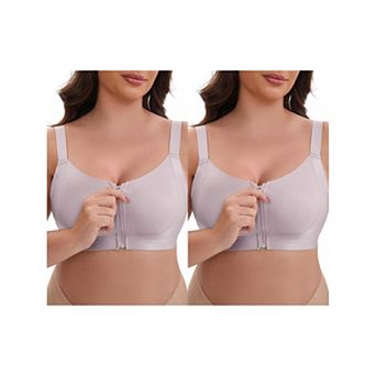 2 Packs Women's Zip Front U-Neck Lift Up Wirefree Full Soft Cup Breathable Comfortable Sports Bras