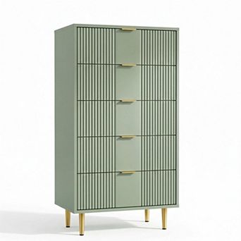 ANIXOL Modern 5-Drawer Fluted Dresser with Metal Handles
