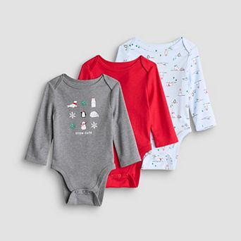 Baby Boy Jumping Beans® Holiday 3-Pack Long Sleeve Lapped Shoulder Bodysuits
