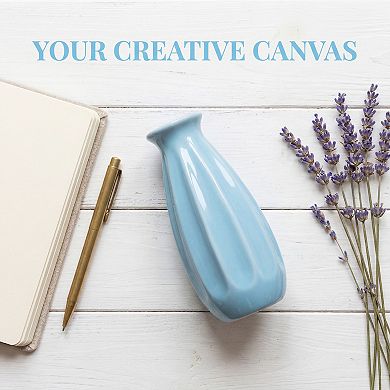 Small Ceramic Bud Cylinder Vase Matte Ribbed Decorative Flower Vase Bathroom Boho Home Decor Accent