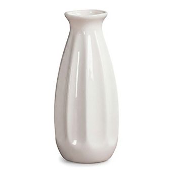 Small Ceramic Bud Cylinder Vase Matte Ribbed Decorative Flower Vase Bathroom Boho Home Decor Accent