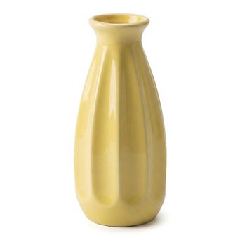 Small Ceramic Bud Cylinder Vase Matte Ribbed Decorative Flower Vase Bathroom Boho Home Decor Accent