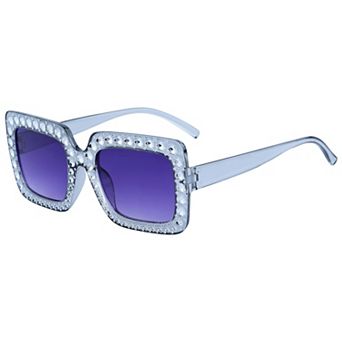 Unisex Rectangular Big Full-Frame Sunglasses Rhinestone Surround Design Sun Glasses UV Protection