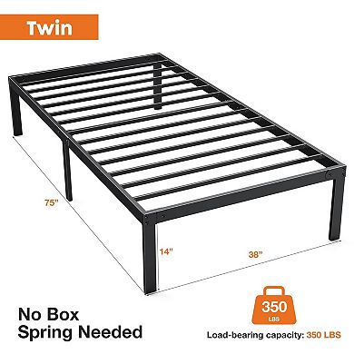 Heavy Duty Metal Bed Frame with Steel Slats, Platform Bed No Box Spring Needed