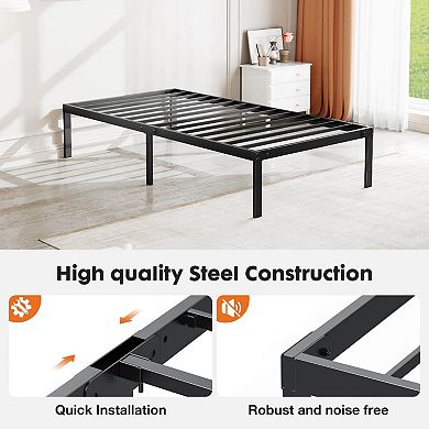 Heavy Duty Metal Bed Frame with Steel Slats, Platform Bed No Box Spring Needed