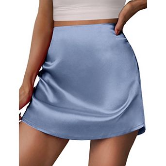 Zeagoo Skirts for Women Summer Skirts Casual Stain High Waist Silk Mini School Skirt Cute Skirt