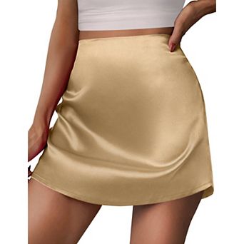 Zeagoo Skirts for Women Summer Skirts Casual Stain High Waist Silk Mini School Skirt Cute Skirt