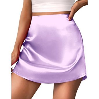 Zeagoo Skirts for Women Summer Skirts Casual Stain High Waist Silk Mini School Skirt Cute Skirt