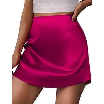 Zeagoo Skirts for Women Summer Skirts Casual Stain High Waist Silk Mini School Skirt Cute Skirt