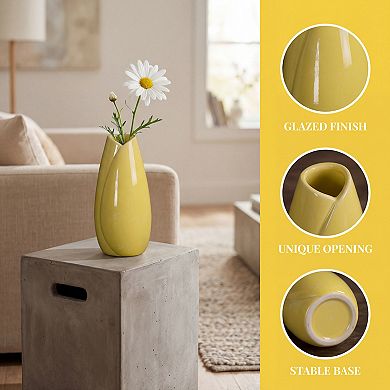 Modern Vase Matte Ribbed Decorative Flower Vase for Desktop Shelf Minimalist Boho Home Decor Accent