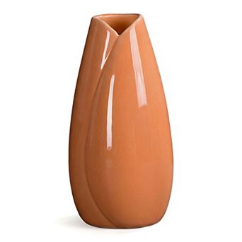 Modern Vase Matte Ribbed Decorative Flower Vase for Desktop Shelf Minimalist Boho Home Decor Accent