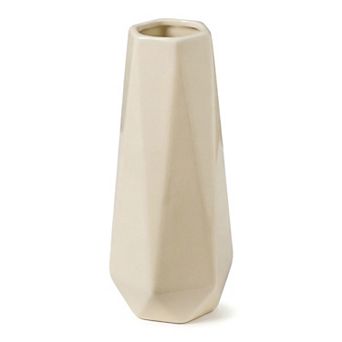 Modern Ceramic Flower Vase Matte Ribbed Cylinder Vase Boho Vases 3.5"L x 3.5"W x 8.1"H