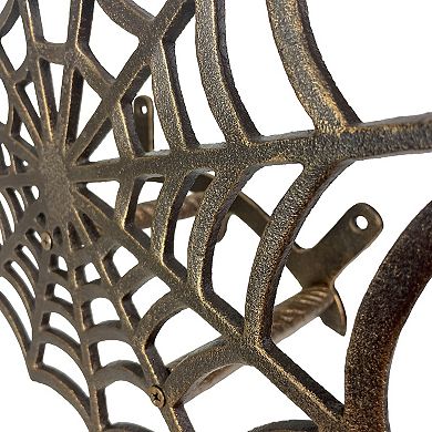 Spider Web XL Cast Iron Hose Holder, Bronze Outdoor Wall Mount