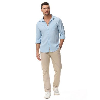 Men's Long Sleeve Shirt Casual Business With Button Down