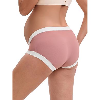 4 Packs Women's Ice Silk Ribbed V-Shaped Low Rise Maternity Briefs Color Patchwork Pregnancy Panties