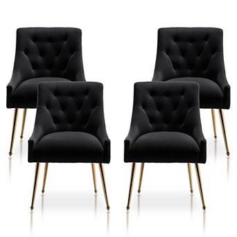 SEYNAR Modern Dining Chairs Set of 4, Upholstered Accent Chair Tufted Back Chair with Back Pull