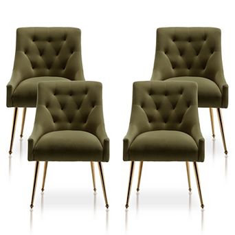 SEYNAR Modern Dining Chairs Set of 4, Upholstered Accent Chair Tufted Back Chair with Back Pull