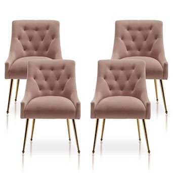 SEYNAR Modern Dining Chairs Set of 4, Upholstered Accent Chair Tufted Back Chair with Back Pull