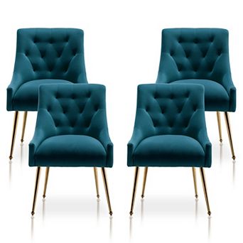 SEYNAR Modern Dining Chairs Set of 4, Upholstered Accent Chair Tufted Back Chair with Back Pull
