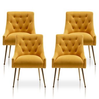 SEYNAR Modern Dining Chairs Set of 4, Upholstered Accent Chair Tufted Back Chair with Back Pull