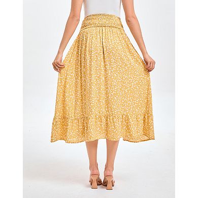 Women's Maternity High Waist Printed Semi Skirt