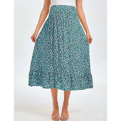 Women's Maternity High Waist Printed Semi Skirt