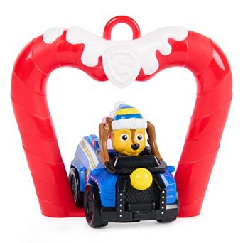 PAW Patrol Chase Holiday Pup Squad Racer Collectible Toy Car with Clip-On Accessory