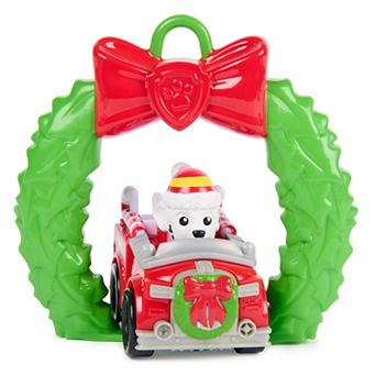 PAW Patrol Marshall Holiday Pup Squad Racer Collectible Toy Car with Clip-On Accessory