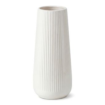 Ribbed Ceramic Vase for Flowers, Modern Decorative Flower Vase, Matte Fluted Vase for Centerpiece
