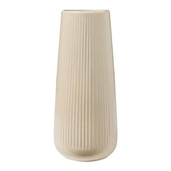 Ribbed Ceramic Vase for Flowers, Modern Decorative Flower Vase, Matte Fluted Vase for Centerpiece