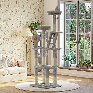 72in Cactus Cat Tree Tall Cat Tower for Indoor Kittens & Large Cats, Multi-Level Activity Center