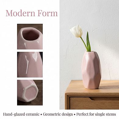 Small Ceramic Bud Modern Mini Vase Decorative Flower Vase for Desktop Shelf Boho Home Decor