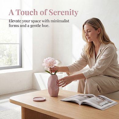 Small Ceramic Bud Modern Mini Vase Decorative Flower Vase for Desktop Shelf Boho Home Decor