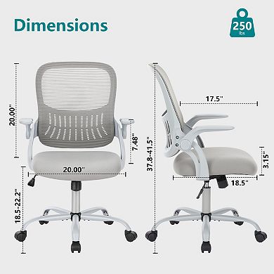 Tall Drafting Office Chair with Adjustable Foot Ring & Flip-Up Armrests